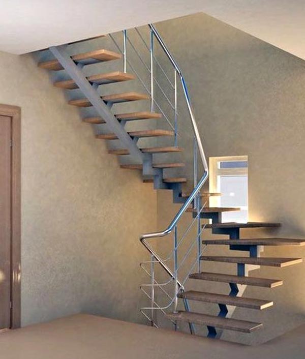  лестница на одной направляющей с алюминиевыми перилами